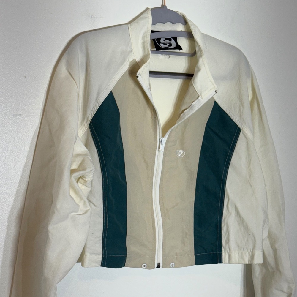 EUC Surfstyle Cropped Track Jacket Color block Zip Up Women's Outerwear Size M/L - Picture 4 of 5